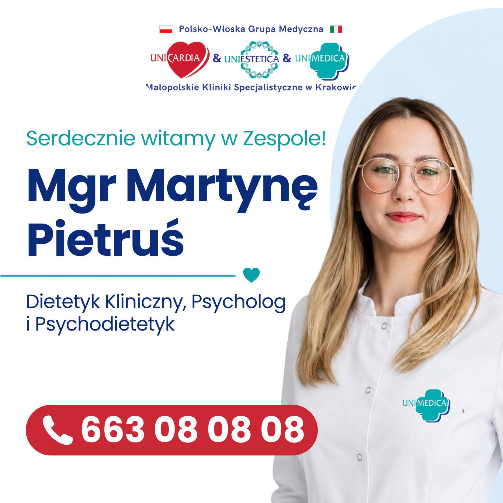 Serdecznie witamy w naszym Zespole Mgr Martynę Pietruś – Dietetyka, Psychologa i Psychodietetyka!